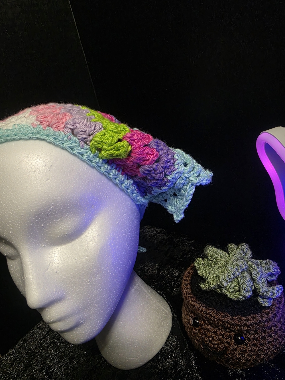 Handmade Crochet Colorful Bandana - Picture 5 of 8